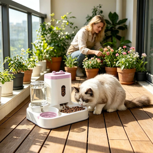 Dispensador de Agua y Comida para gatos 2 en 1 para Mascotas Grandes